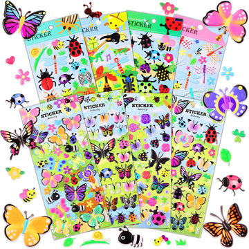 Birds, Bugs & Butterflies Nature Fluffy Stickers
