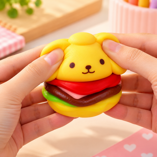 Cartoon Character Burger Squishy Toy | Soft Individual Layer Decompression Toy