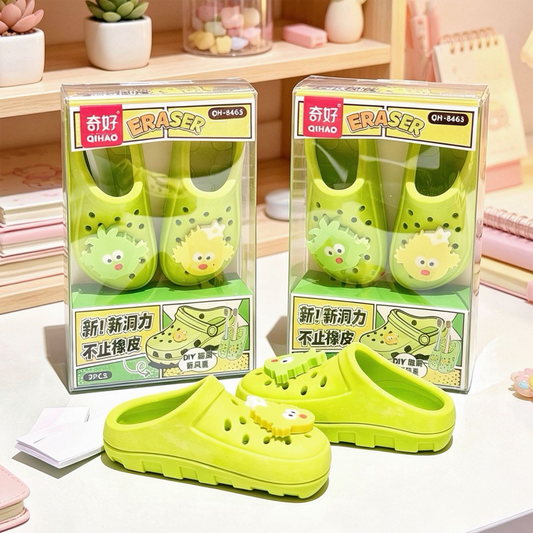 Adorable 3D Dinosaur Clog Shoe Eraser Set | Creative Kawaii School Supplies