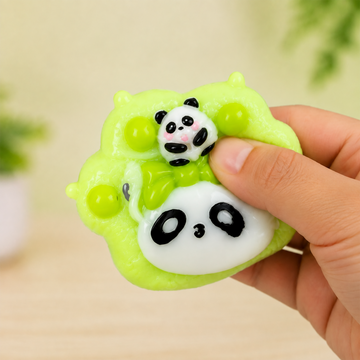 Adorable Cartoon Panda Slime Squishy Toy with Pom-Poms