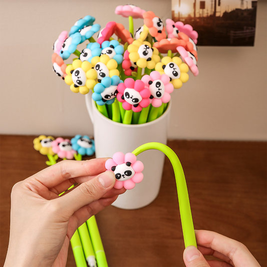 Adorable Silicone Panda Flower Shake Gel Pen