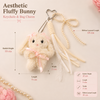 Aesthetic Fluffy Bunny Keychain | Cute Plush Rabbit Bag Charm with Pearl Bows