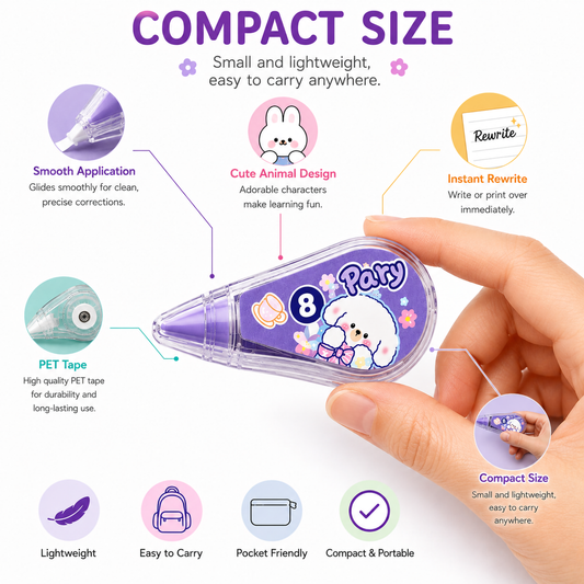 Assorted Animal Character Correction Tape Set of 4 |  Student Return Gifts