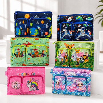 Multipurpose Cartoon Zipper File Bag for Kids