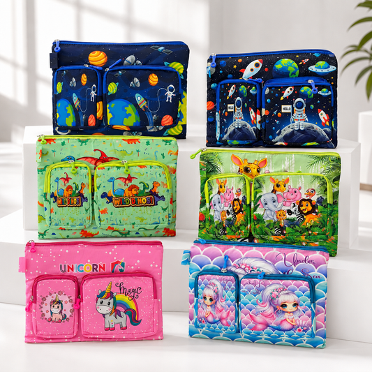 Multipurpose Cartoon Zipper File Bag for Kids