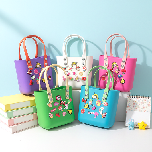 EVA Silicone Beach Bag with Charms | Shoulder Tote Bag