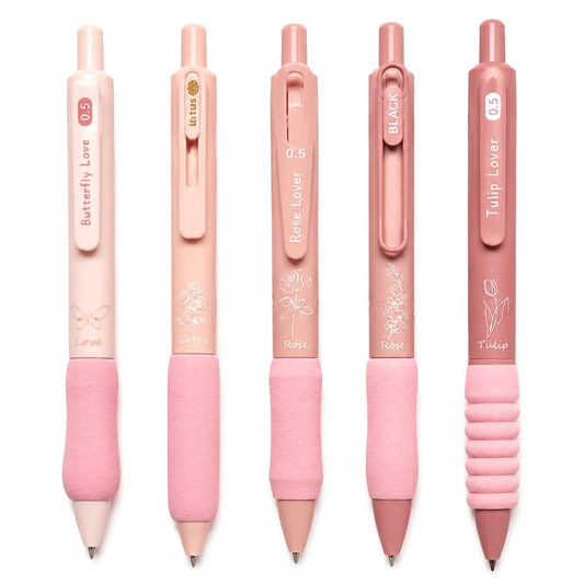 Bloom Bliss Aesthetic Pink Gel Pen Set | 0.5mm Fine Tip