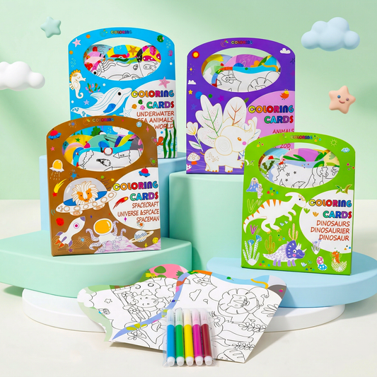 Coloring Cards for Kids – Creative Art Set with 5 Sketch Pens