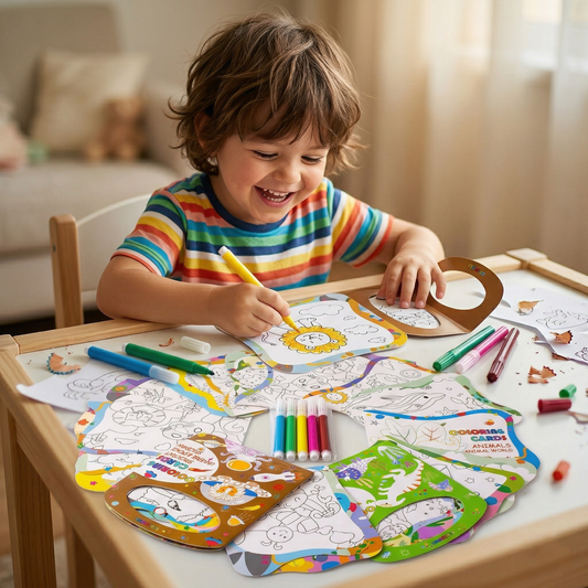 Coloring Cards for Kids – Creative Art Set with 5 Sketch Pens