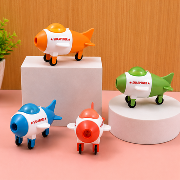 Cartoon Airplane 2-in-1 Pencil Sharpener and Eraser | Fun Rolling Toy Stationery