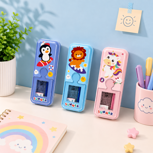 Cartoon Metal Comapss Box with Stationery
