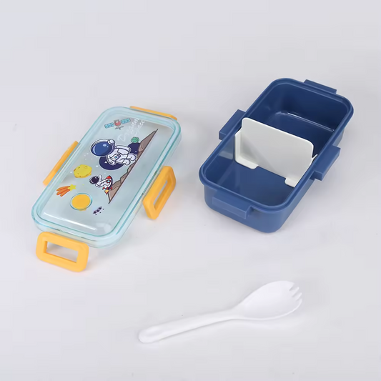Cartoon Theme Kids Lunch Box with Spoon 530ml | Cute Bento Box & Birthday Return Gift