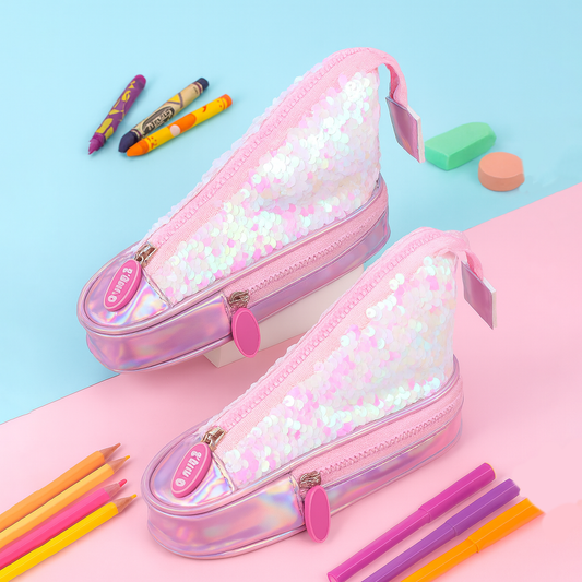 Sparkle Shoe PVC Pencil Pouch – Stylish & Spacious Organizer