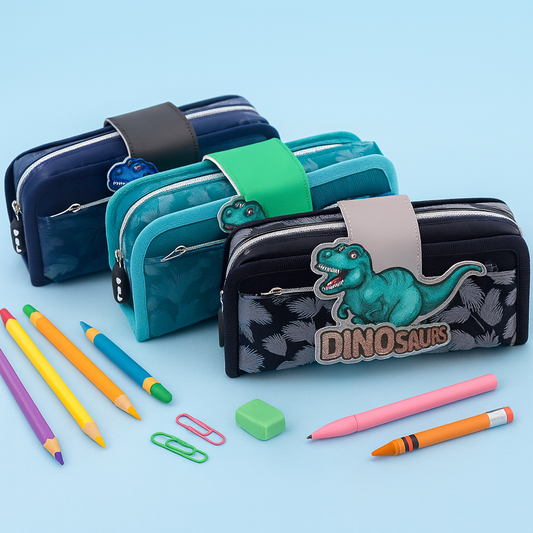 Dino Multi-Compartment Pencil & Pen Pouch | Organizer