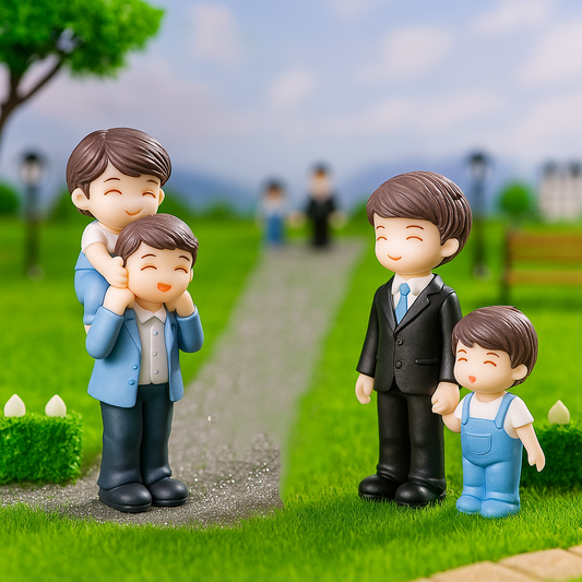 Heartwarming Father & Son Bond Miniature Figurine