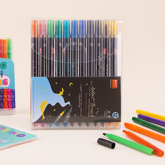12-Color Artist Metallic Dual Tip Brush Pen Set