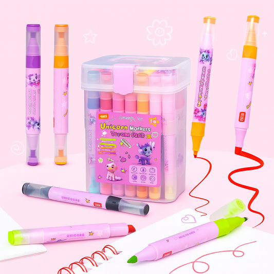 Space & Unicorn 24 Colors Space Theme Dual-Tip Sketch Markers