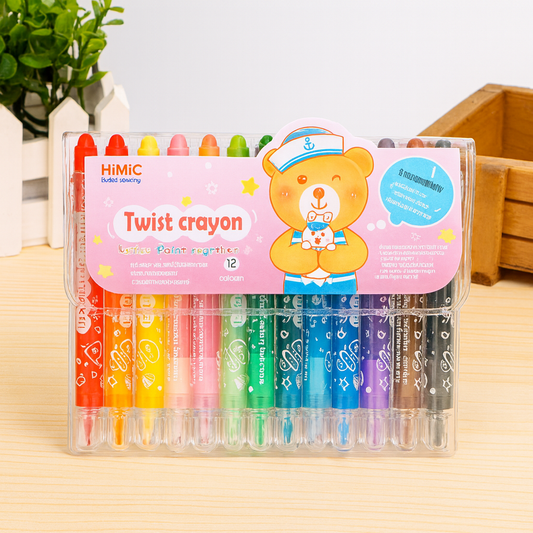 Twist Up Crayons for Kids – 12 Bright Colors