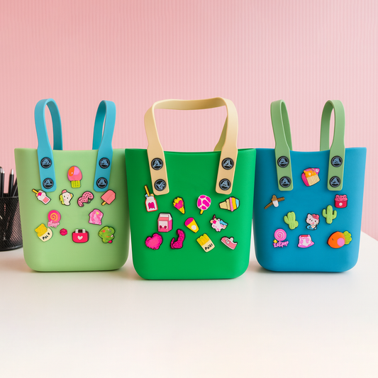 EVA Silicone Beach Bag with Charms | Shoulder Tote Bag