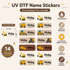 Personalized Kids Construction Theme Name Label Stickers | Waterproof UV DTF Labels | 14 Stickers