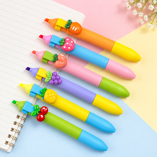 Cute Fruit Charm 2-in-1 Gel Pen and Highlighter