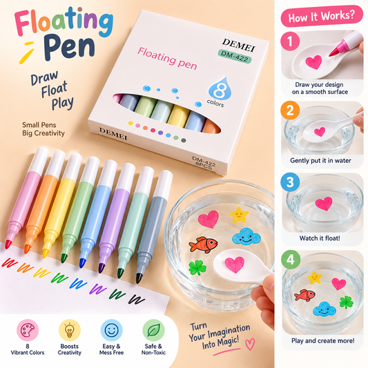 Magic Floating Ink Pen Set of 8 Color - Draw, Dip & Float