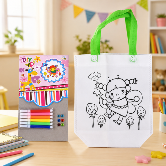 Children’s Fabric Painting Tote Bag with Markers & Gems Stickers | Educational DIY Toy