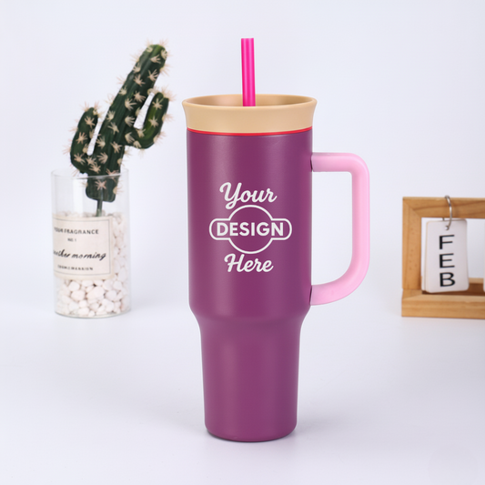 1175ml Insulated Tumbler with Handle & Straw – Perfect for Corporate Gifting