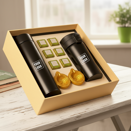 Elegant Diwali Special Corporate Gift Set with Mug, Bottle & Diyas