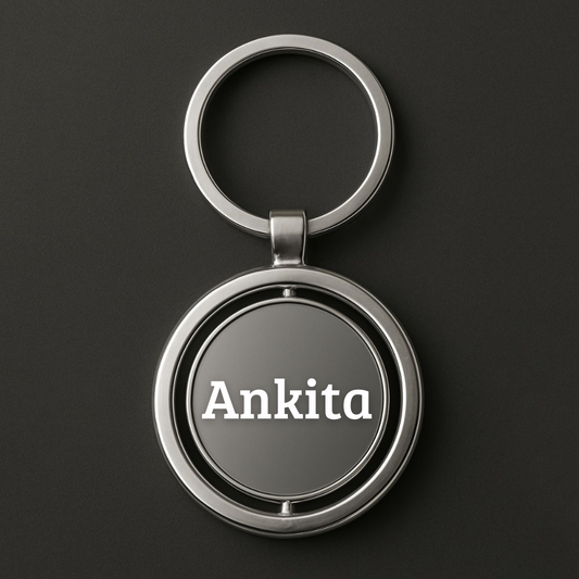 Sleek Silver Spinning Keychain – Round Metal Design