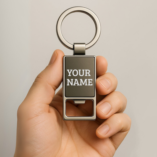 2-in-1 Sleek Metal Keychain with Built-in Bottle Opener