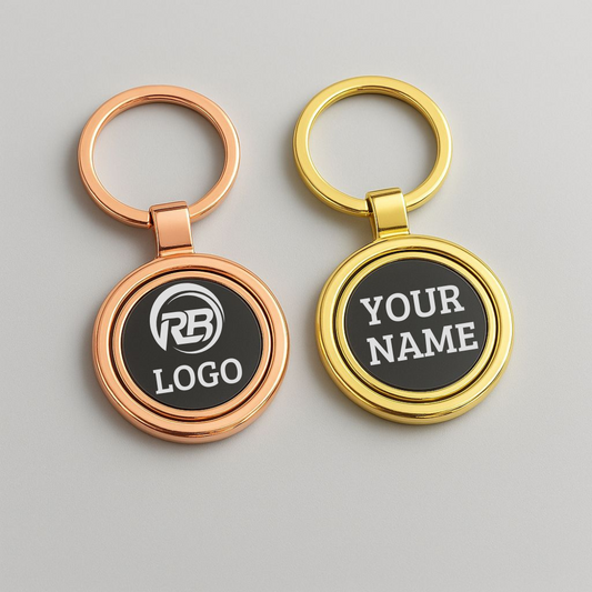Elegant Dual-Tone Spinning Metal Keychain – Gold & Rose Gold