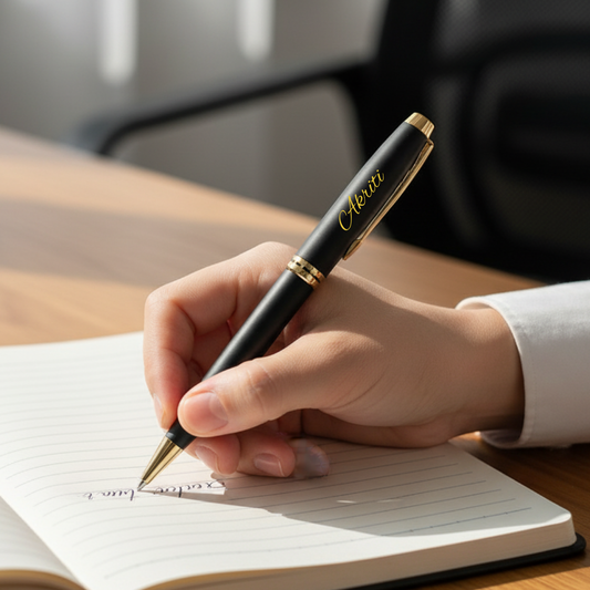 Customised Black & Gold Ball Pen | Engraved Name & Logo Corporate Gift