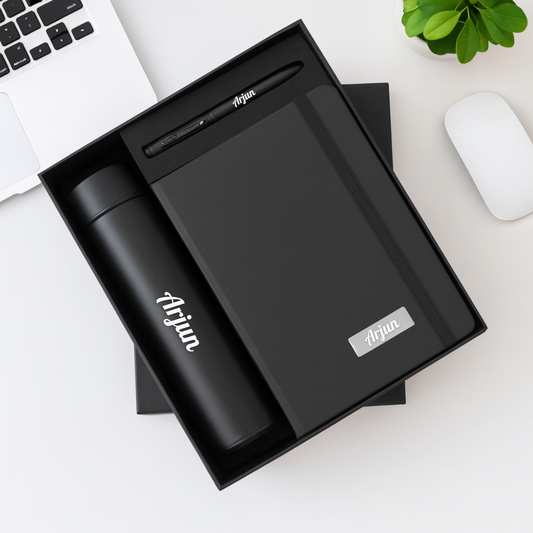 Executive Personalized Gift Set – Bottle, Pen, and Diary