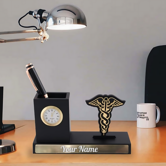 Customizable Doctor Desk Organizer with Clock – Perfect for Corporate Gift