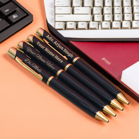 Personalized Glossy Black & Gold Pen – Executive & Corporate Gift