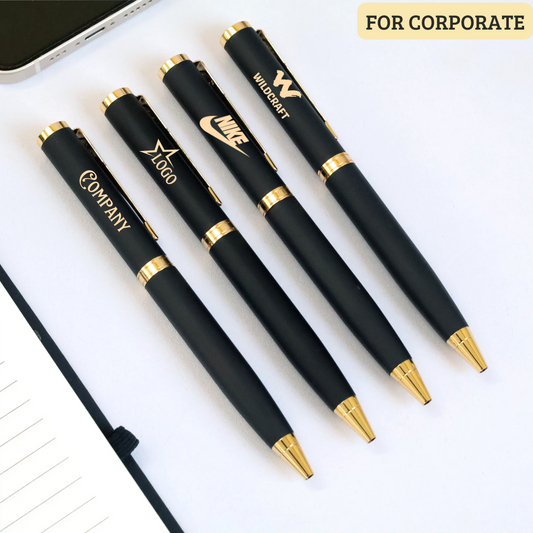 Personalized Matte Black Pen with Gold Elegance – Luxury Corporate Gift