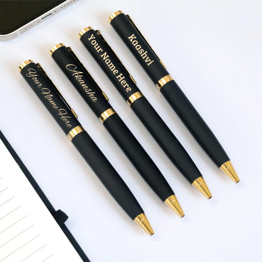 Personalized Matte Black Pen with Gold Elegance – Luxury Corporate Gift
