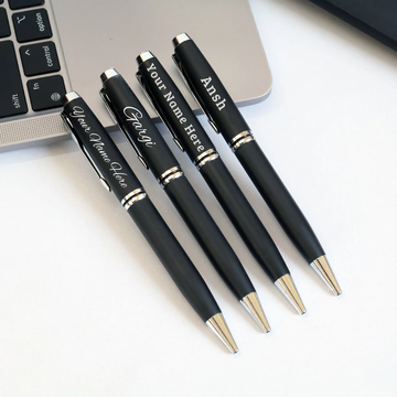 Personalized Silver-Touched Black Pen - Corporate & Personal Gift