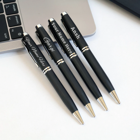 Personalized Silver-Touched Black Pen - Corporate & Personal Gift