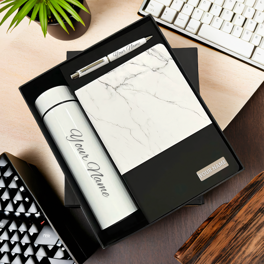 Personalized Gift Set – Temperature Bottle, Pen, and Diary
