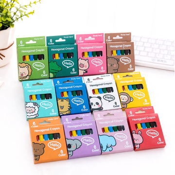 Hexagonal Wax Crayon Set – Vibrant 6-Color Student Art Supplies