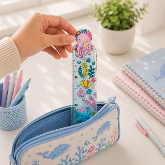 Creative Quicksand Glitter Liquid Measuring Scale with Pendant | 15cm Long
