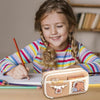 Multi-Layer Canvas Pencil Pouch with Cartoon Patch and Zipper Compartments | Cute Aesthetic Pencil Pouch
