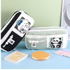 Multi-Layer Canvas Pencil Pouch with Cartoon Patch and Zipper Compartments | Cute Aesthetic Pencil Pouch