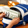 Multi-Layer Canvas Pencil Pouch with Cartoon Patch and Zipper Compartments | Cute Aesthetic Pencil Pouch