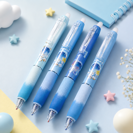 Cute Astronaut Space Dual Color Erasable 4pc Gel Pen Set