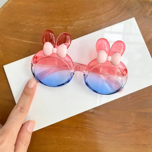 Cute Bunny Ear Bowknot Party Sunglasses | Gradient Eyewear for Kids