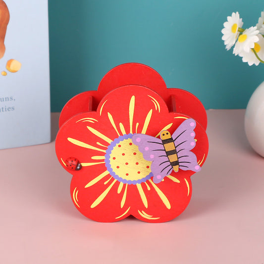 Cute Cartoon Flower Wooden Pen Stand