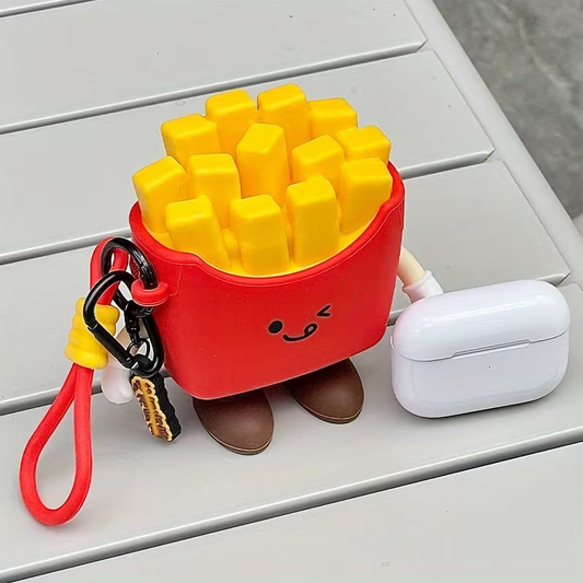 Cute Cartoon French Fries Storage Pouch – Kawaii Silicone Zipper Coin Purse & Earbud Holder